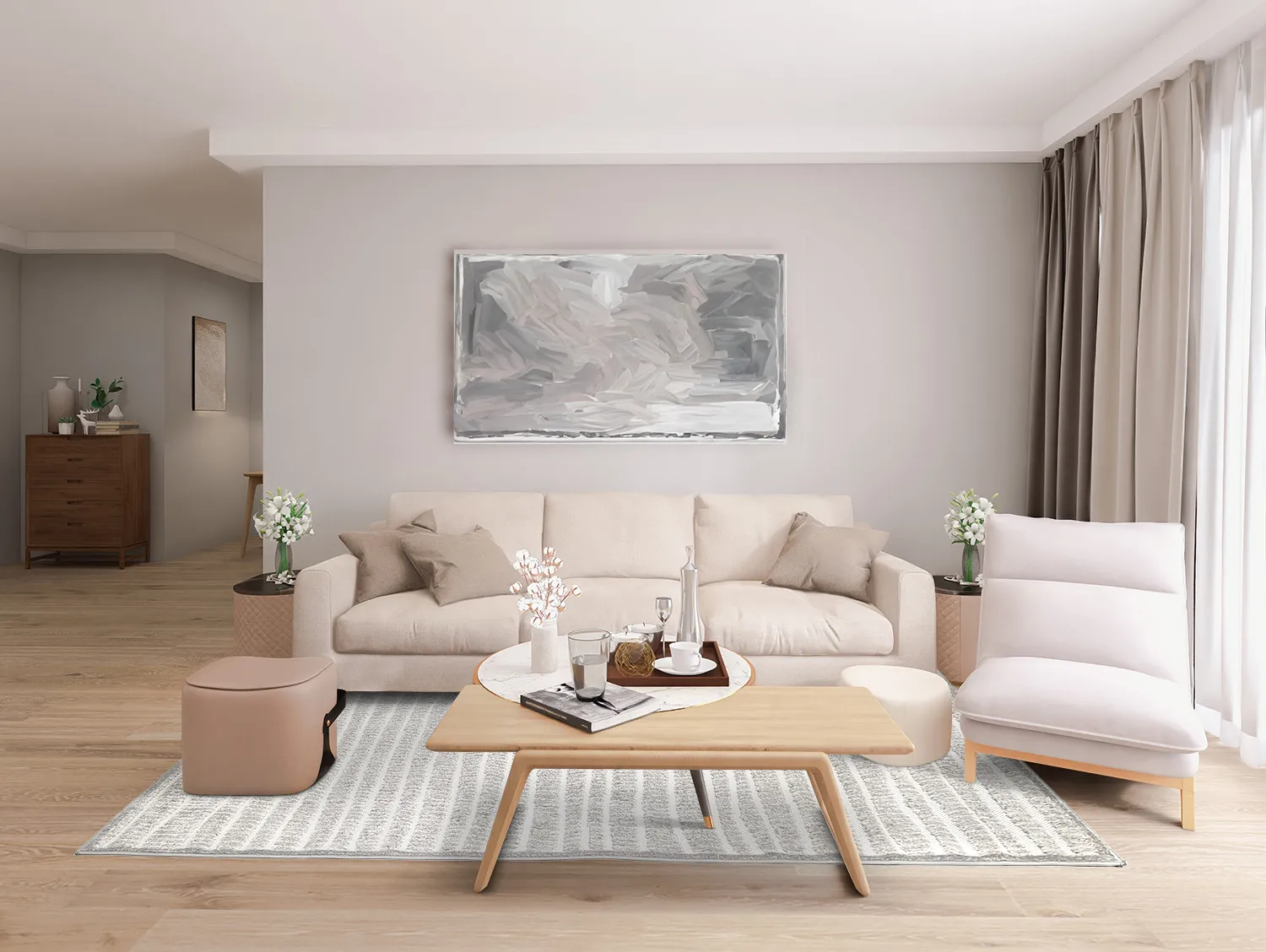 Shaggy Indoor-Outdoor - Kendall (krém/szürke)