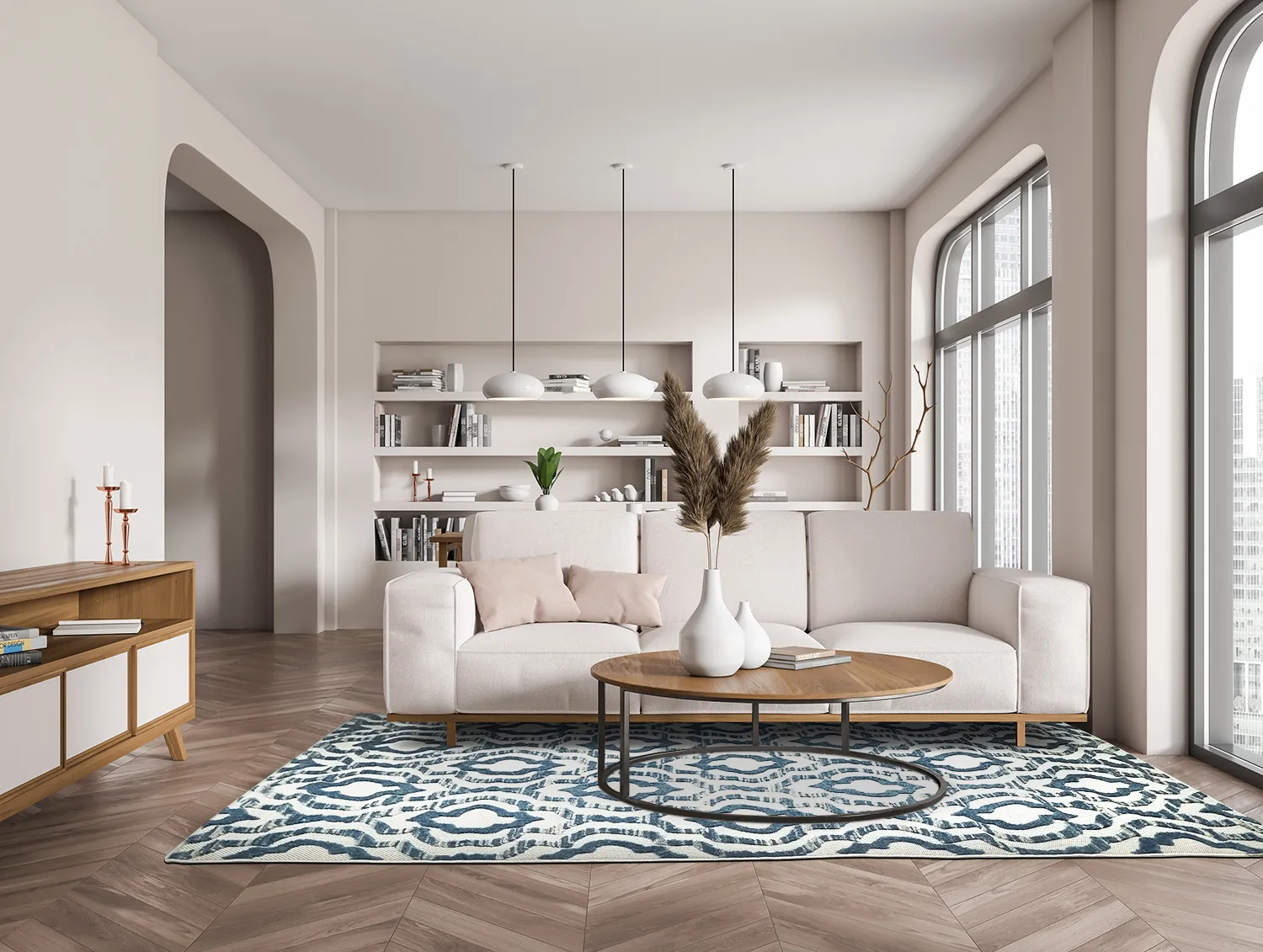 Shaggy Indoor-Outdoor - Trenton (fehér/kék)