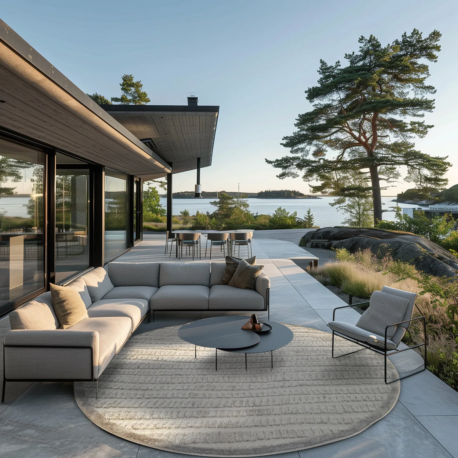 Kerek szőnyeg - Indoor/Outdoor Kendall (krém/szürke)