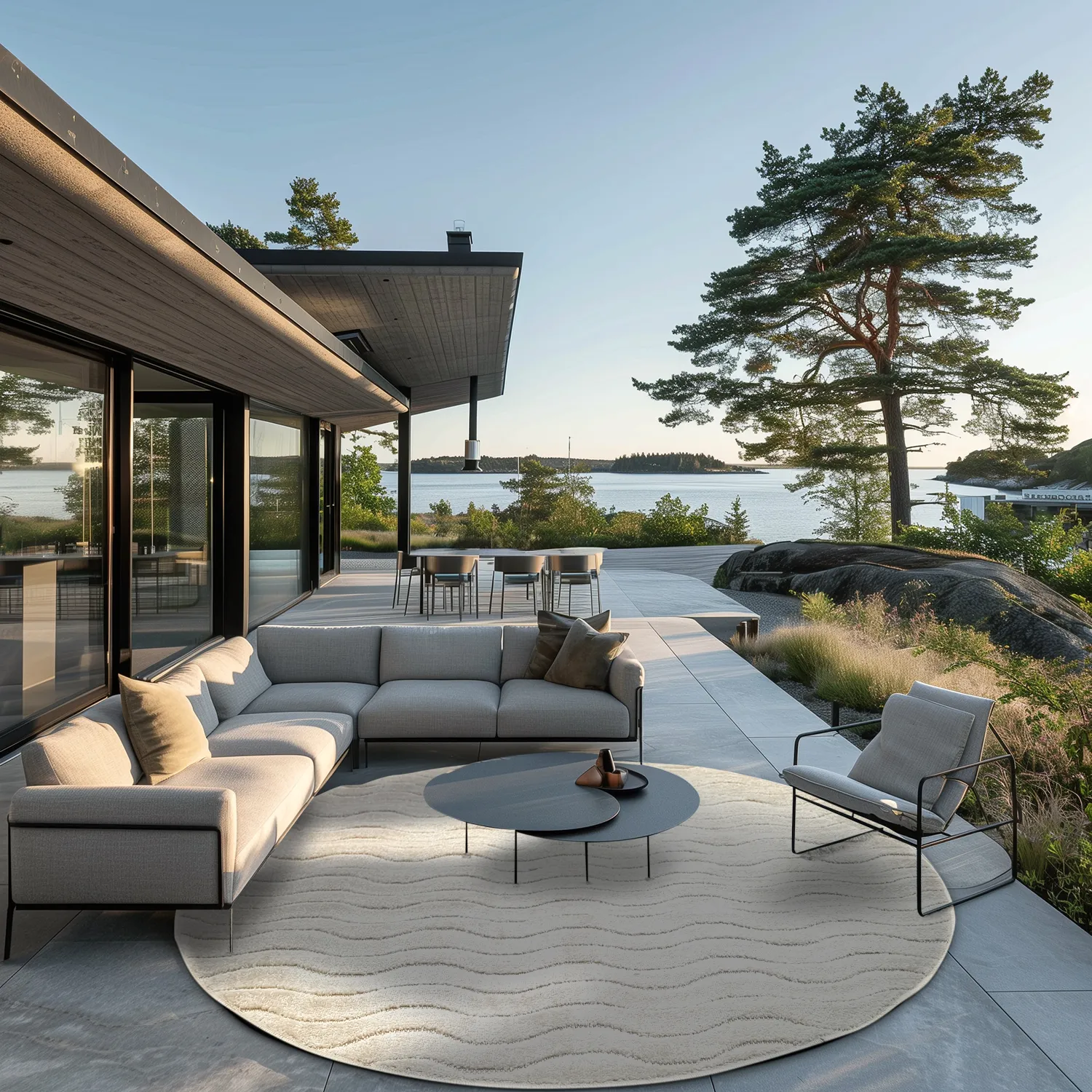 Kerek szőnyeg - Indoor/Outdoor Baltimore (krém)