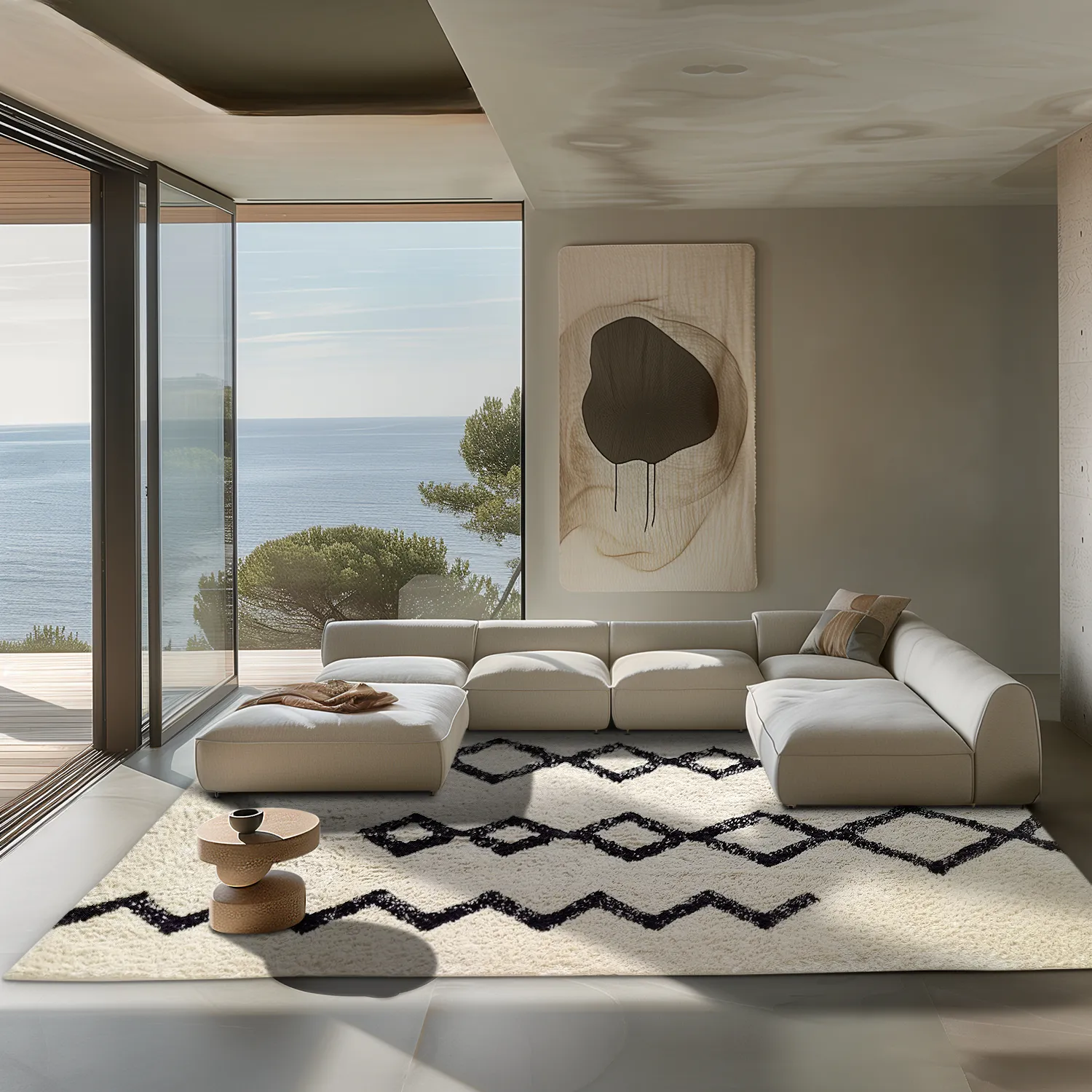 Shaggy szőnyeg - Chablis Natural Cotton Shaggy (offwhite/fekete)