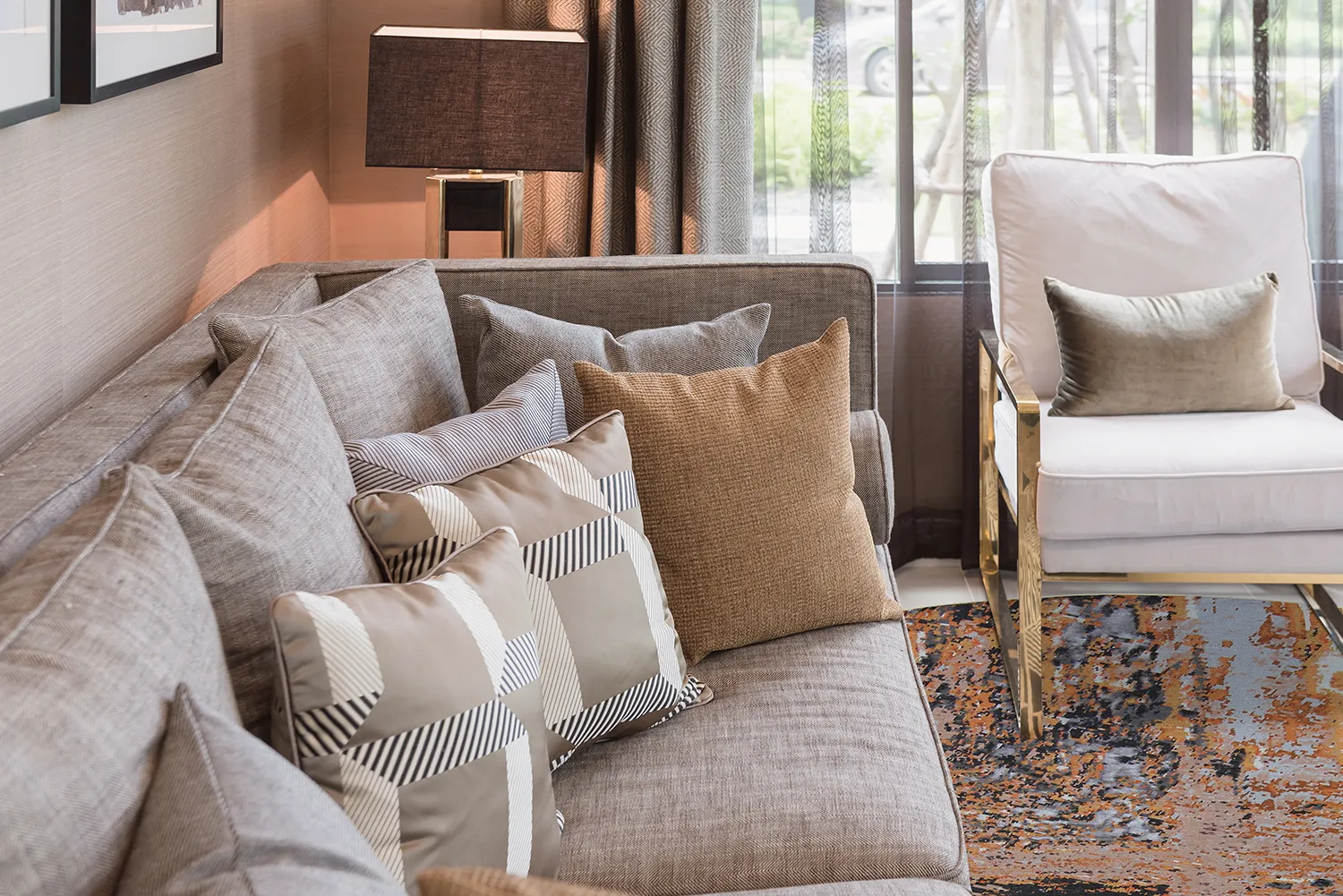 Kerek szőnyeg - Tizzano (arany/többszínű)