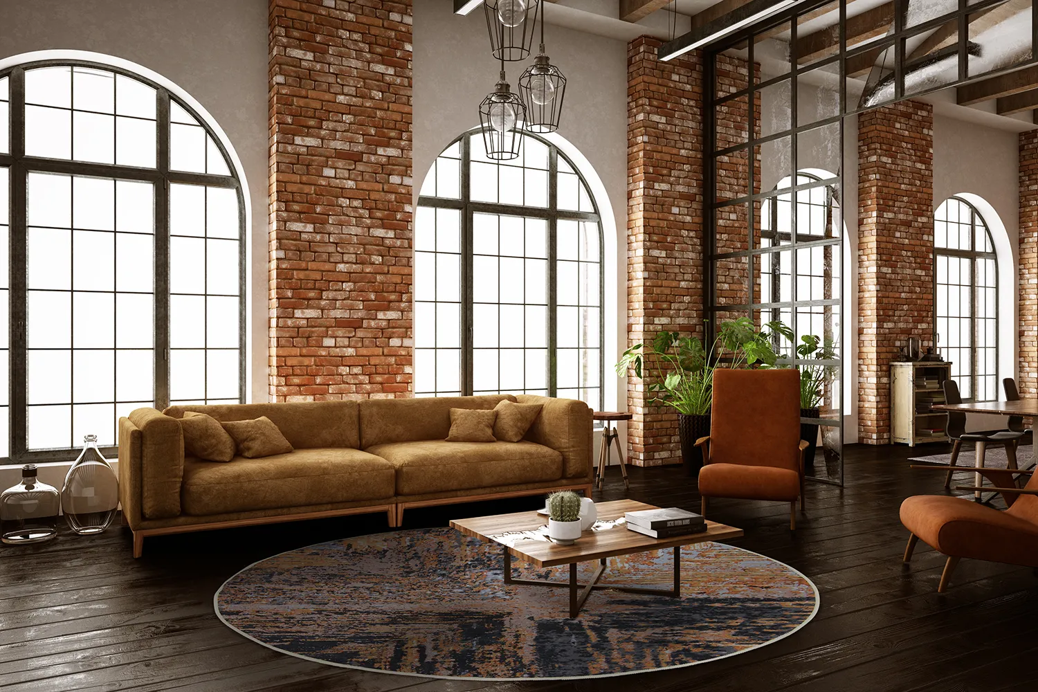 Kerek szőnyeg - Tizzano (arany/többszínű)