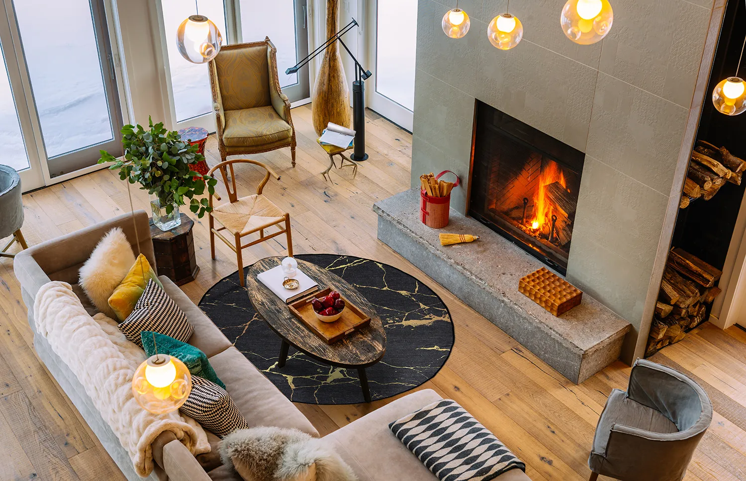 Kerek szőnyeg - Vieste (antracit/arany)