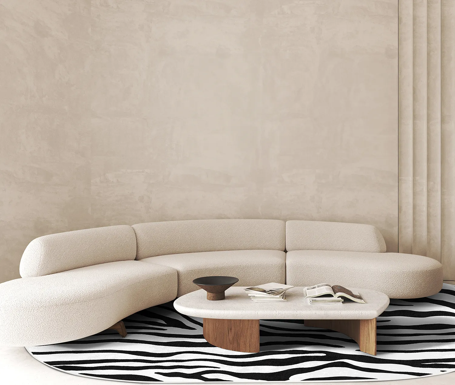 Ovális szőnyeg - Zebra (fekete/fehér)