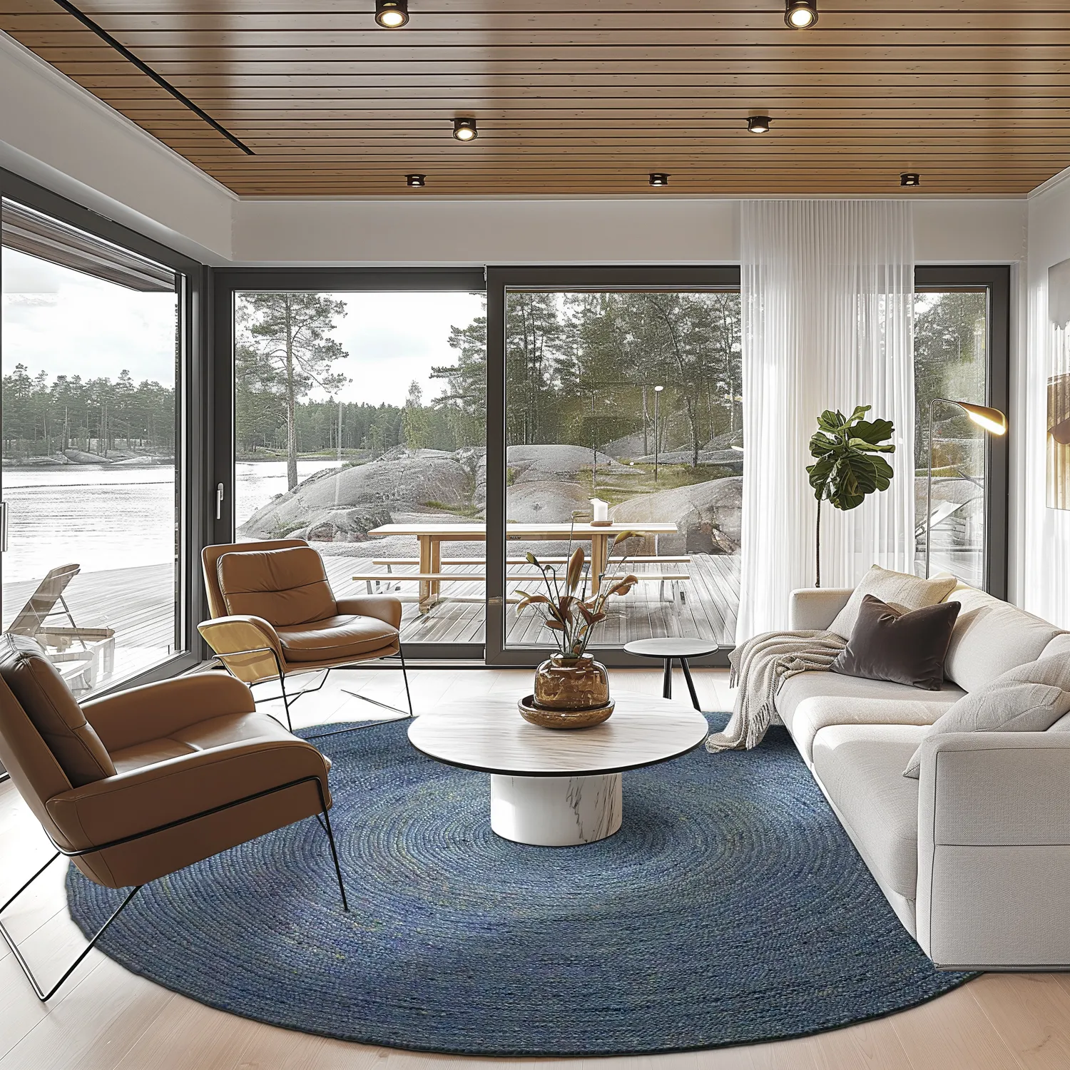 Kerek jutaszőnyeg - Amasia (kék)