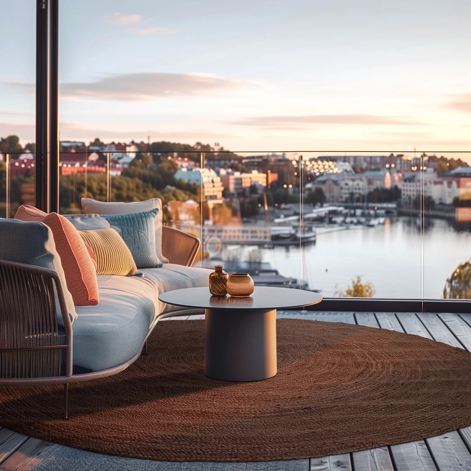 Kerek jutaszőnyeg - Amasia (kávé)