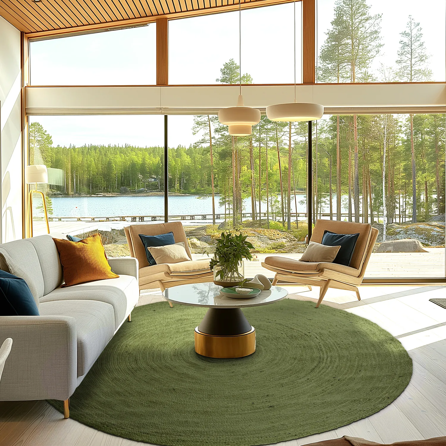 Kerek jutaszőnyeg - Amasia (katonai zöld)