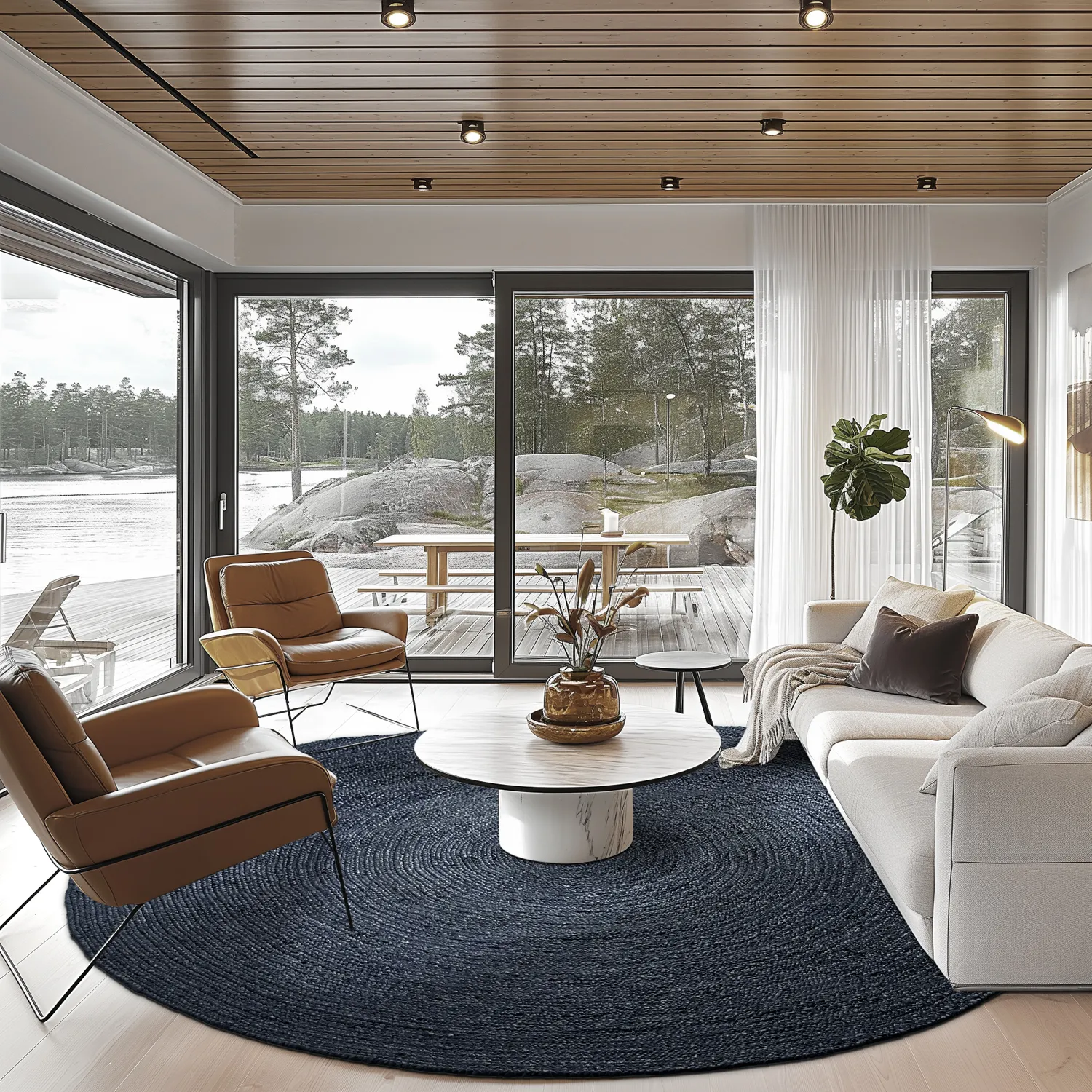 Kerek jutaszőnyeg - Amasia (sötétkék)