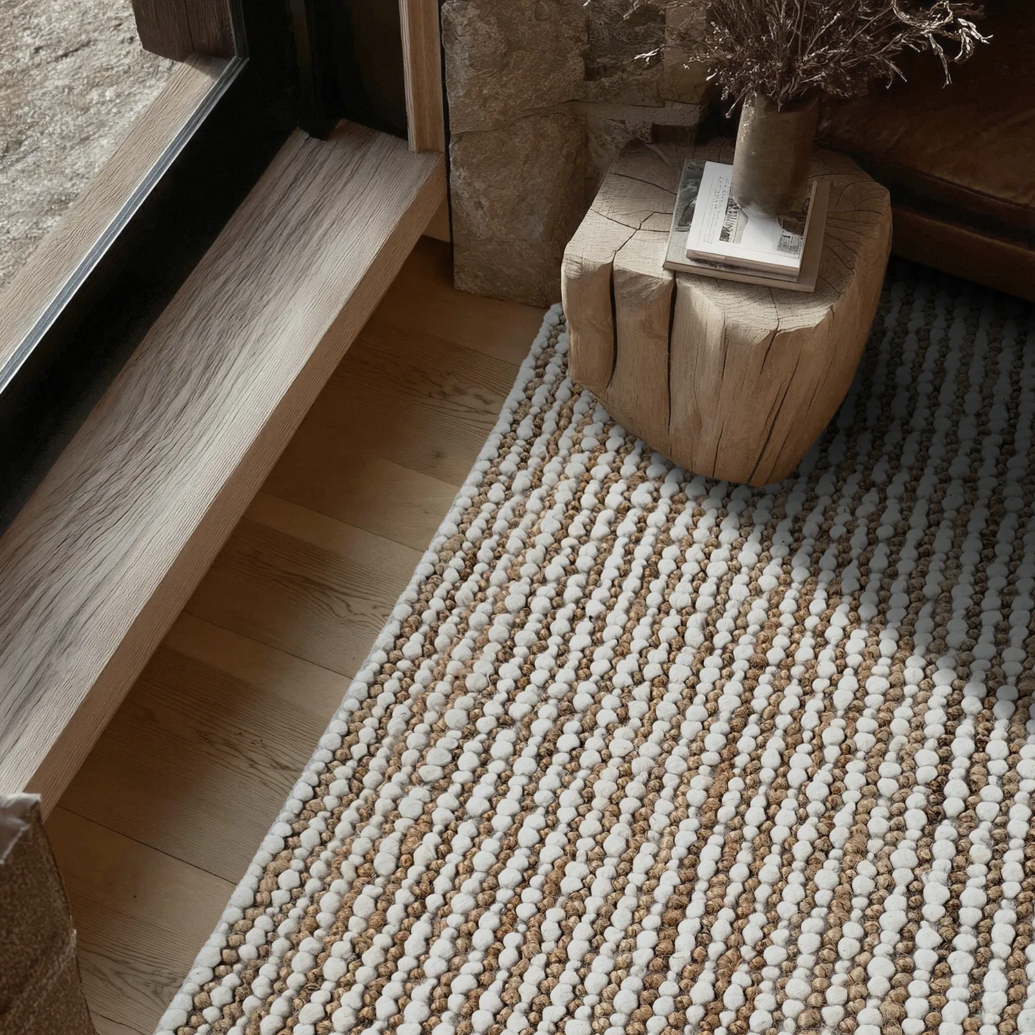 Zsákruha szőnyeg - Bally Jute/wool Bubble (természet/fehér)