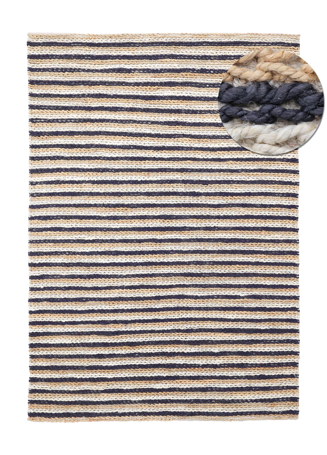 Zsákruha szőnyeg - Howrah Braided Jute (natúr/fehér/fekete)