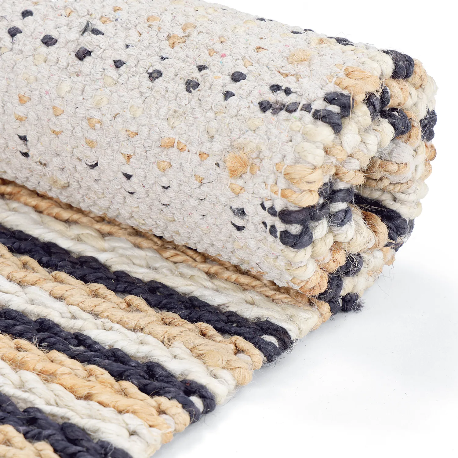 Zsákruha szőnyeg - Howrah Braided Jute (natúr/fehér/fekete)