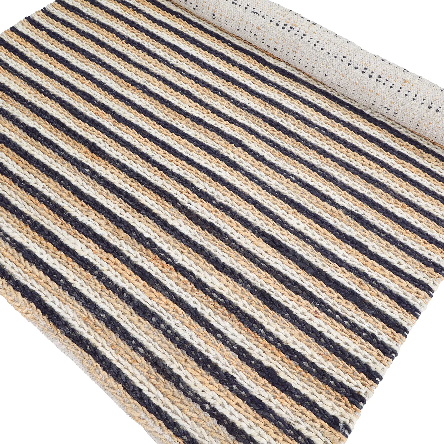 Zsákruha szőnyeg - Howrah Braided Jute (natúr/fehér/fekete)