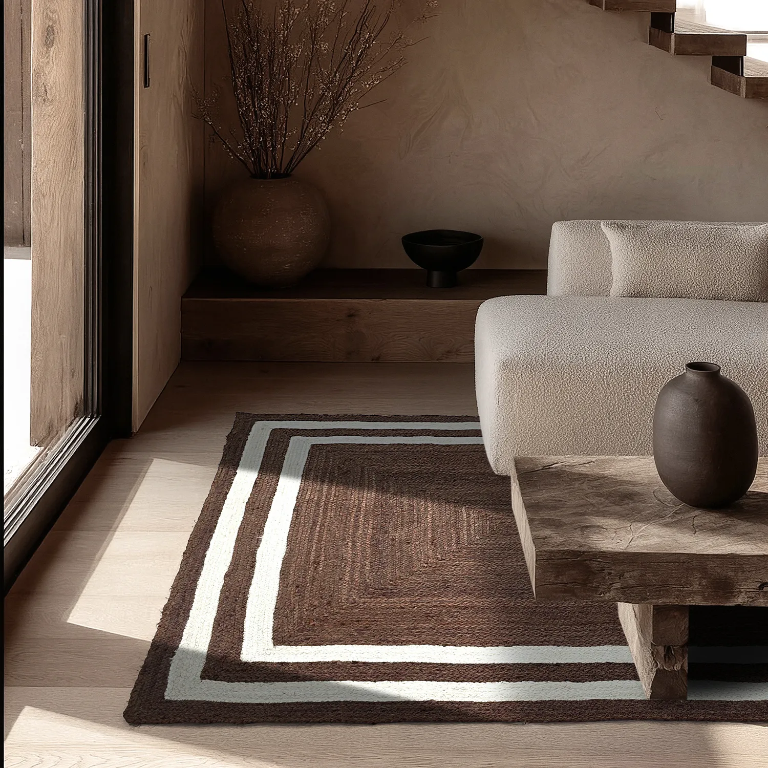 Zsákruha szőnyeg - Jessore (barna/fehér)