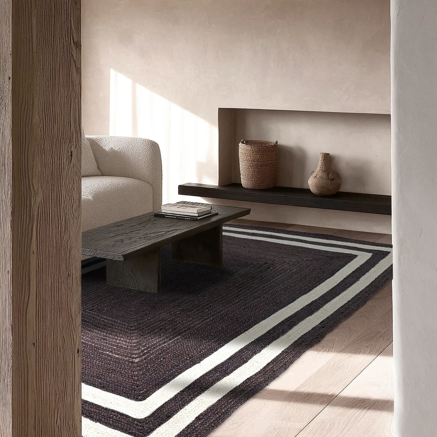 Zsákruha szőnyeg - Jessore (sötét szürkés/fehér)