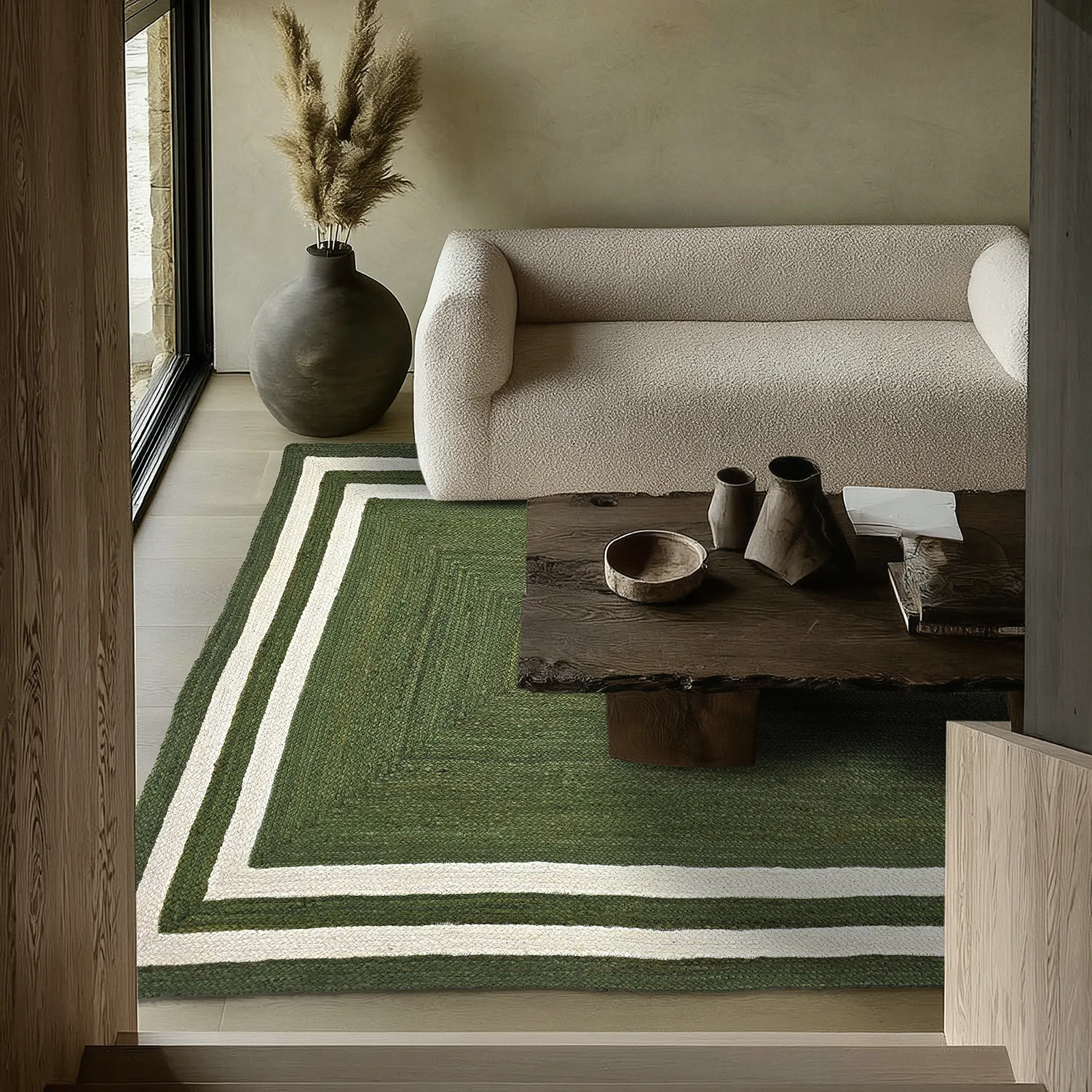 Zsákruha szőnyeg - Jessore (katonai zöld/fehér)