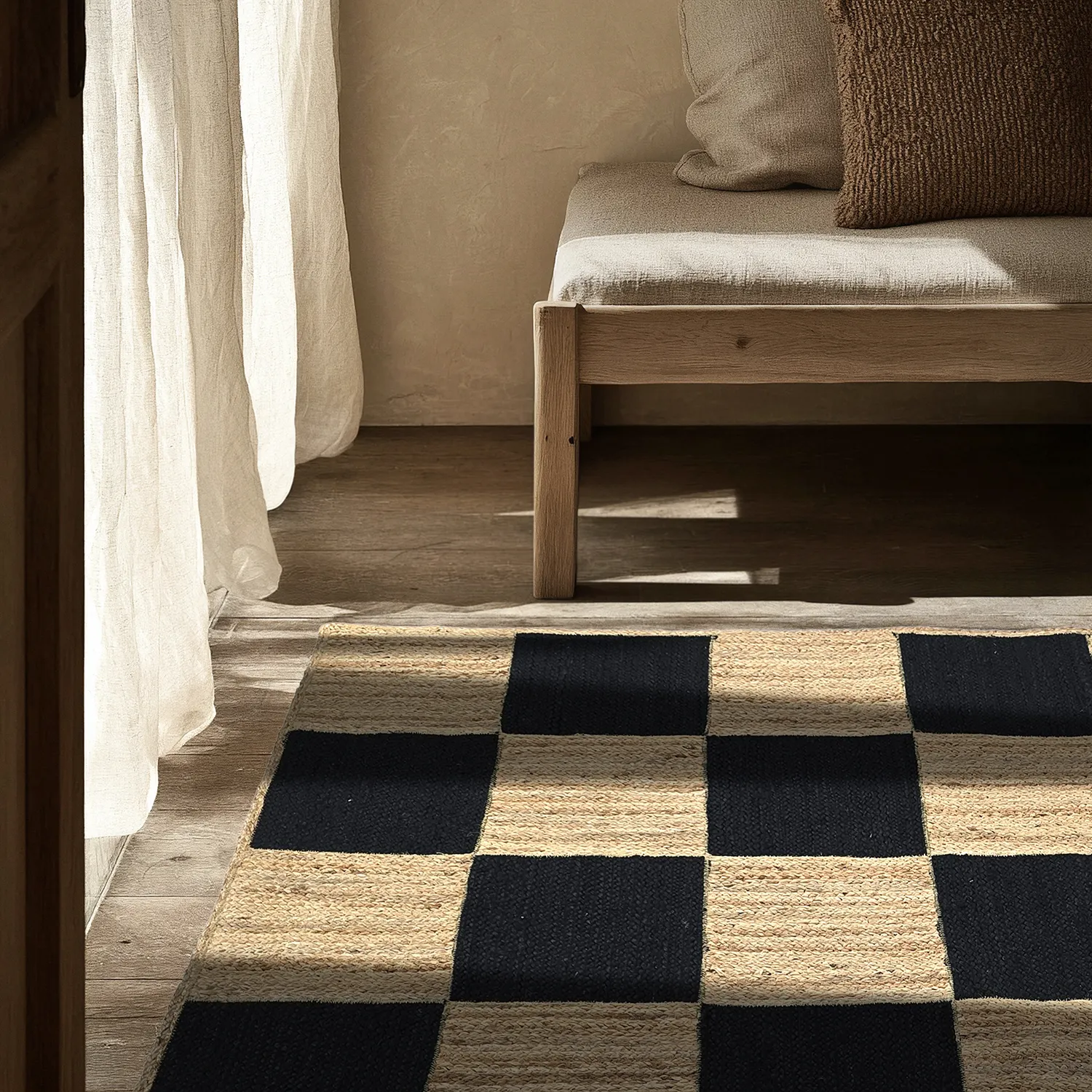 Zsákruha szőnyeg - Khulna (natúr/fekete)