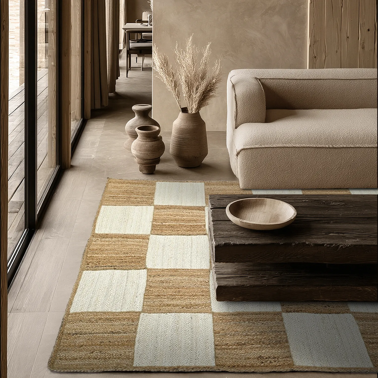 Zsákruha szőnyeg - Khulna (természet/fehér)