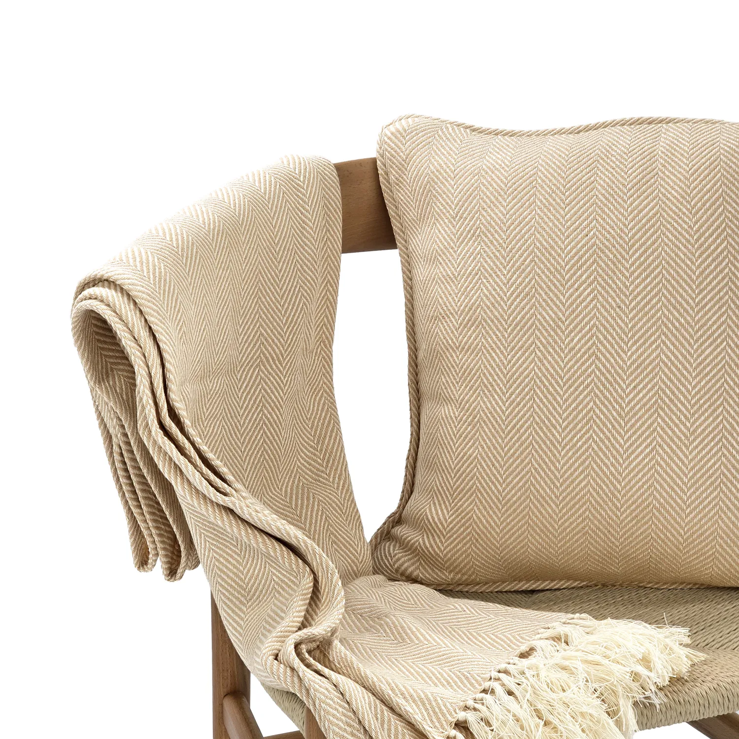 Párnahuzat - Denisa Fishbone (bézs/fehér)