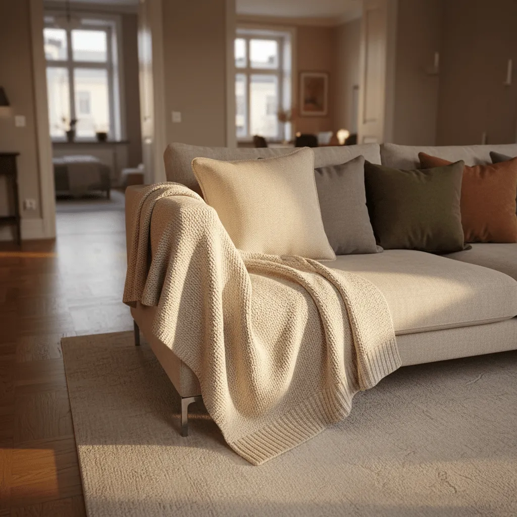 Párnahuzat - Denisa Fishbone (bézs/fehér)