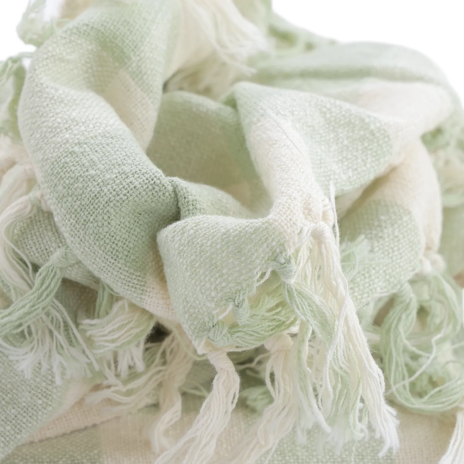Takarók - Isela check cotton throw (krém/világoszöld)