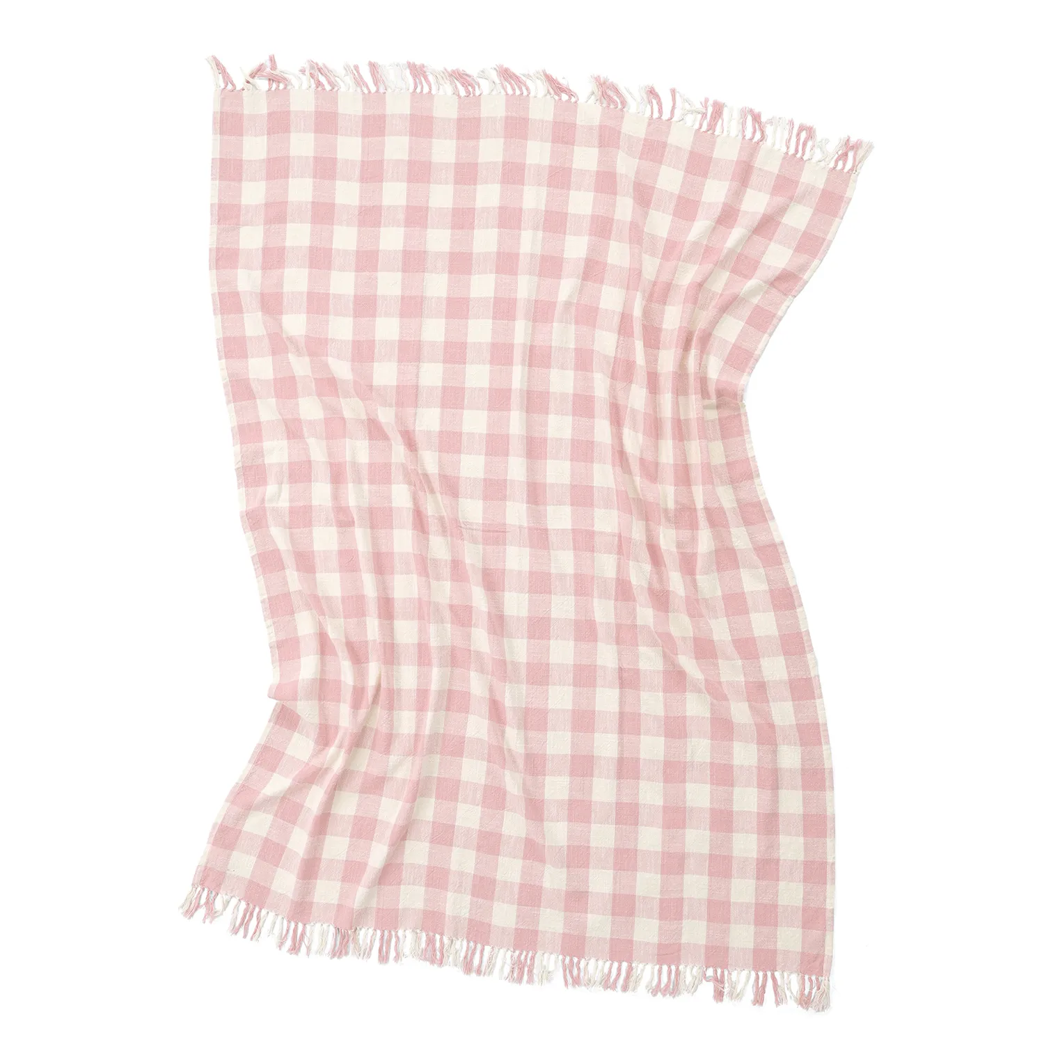 Takarók - Isela check cotton throw (krém/rózsaszín)