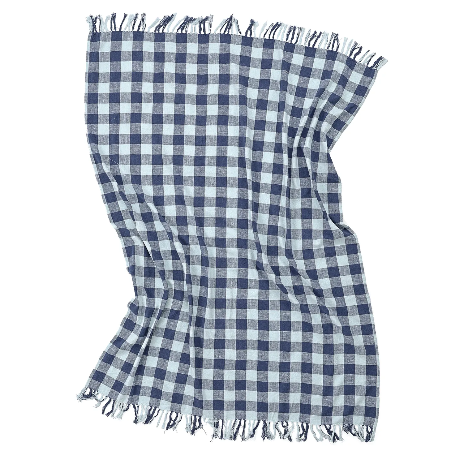 Takarók - Isela check cotton throw (sötétkék/világoskék)