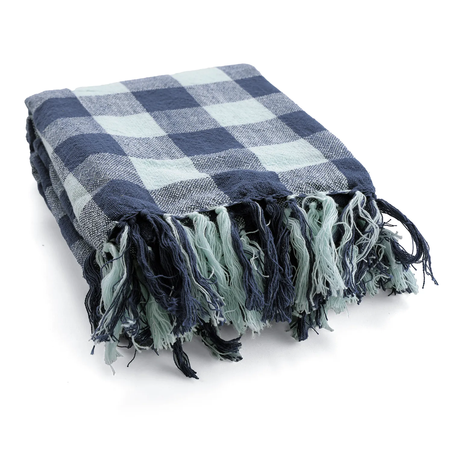 Takarók - Isela check cotton throw (sötétkék/világoskék)