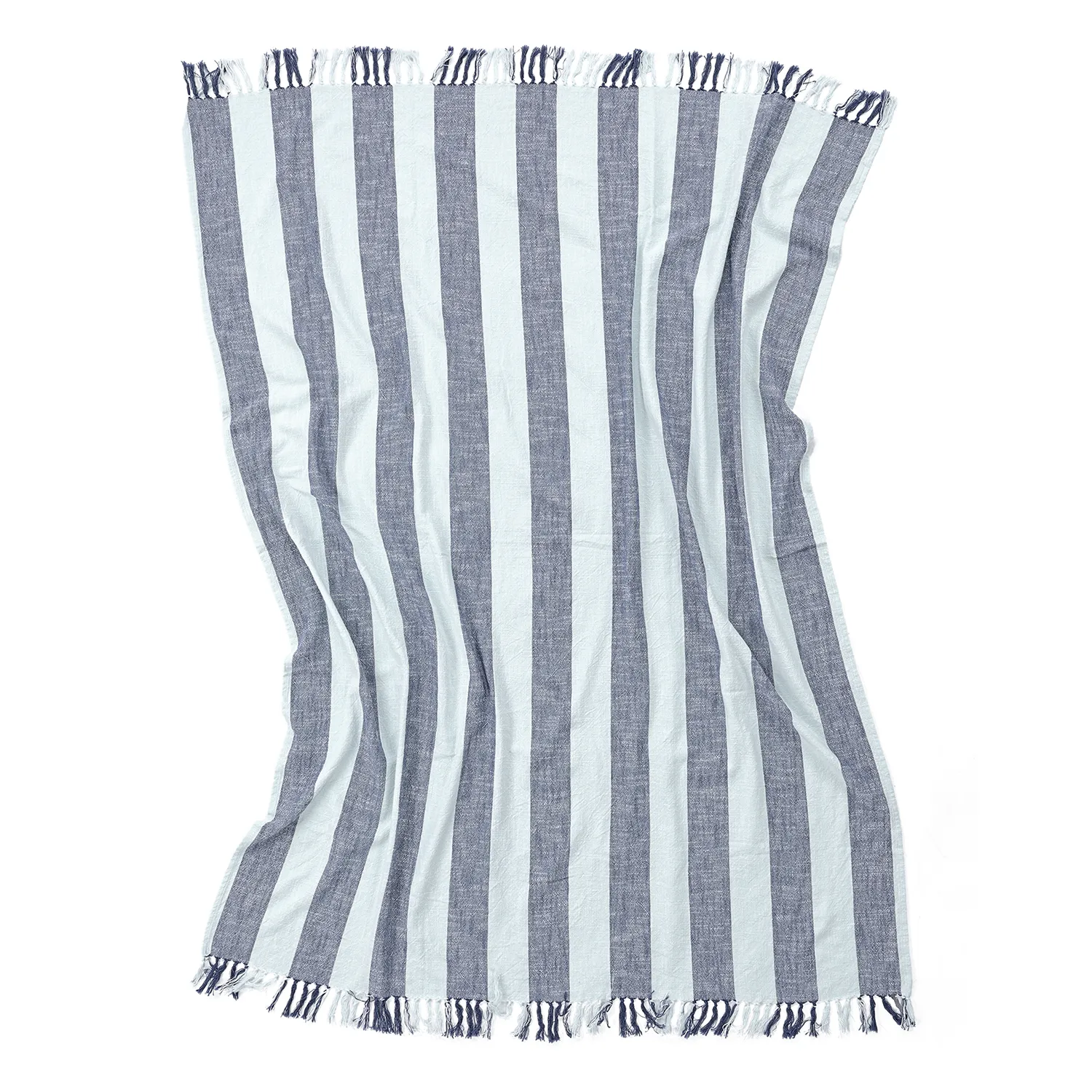 Takarók - Kora stripe cotton throw (sötétkék/világoskék)