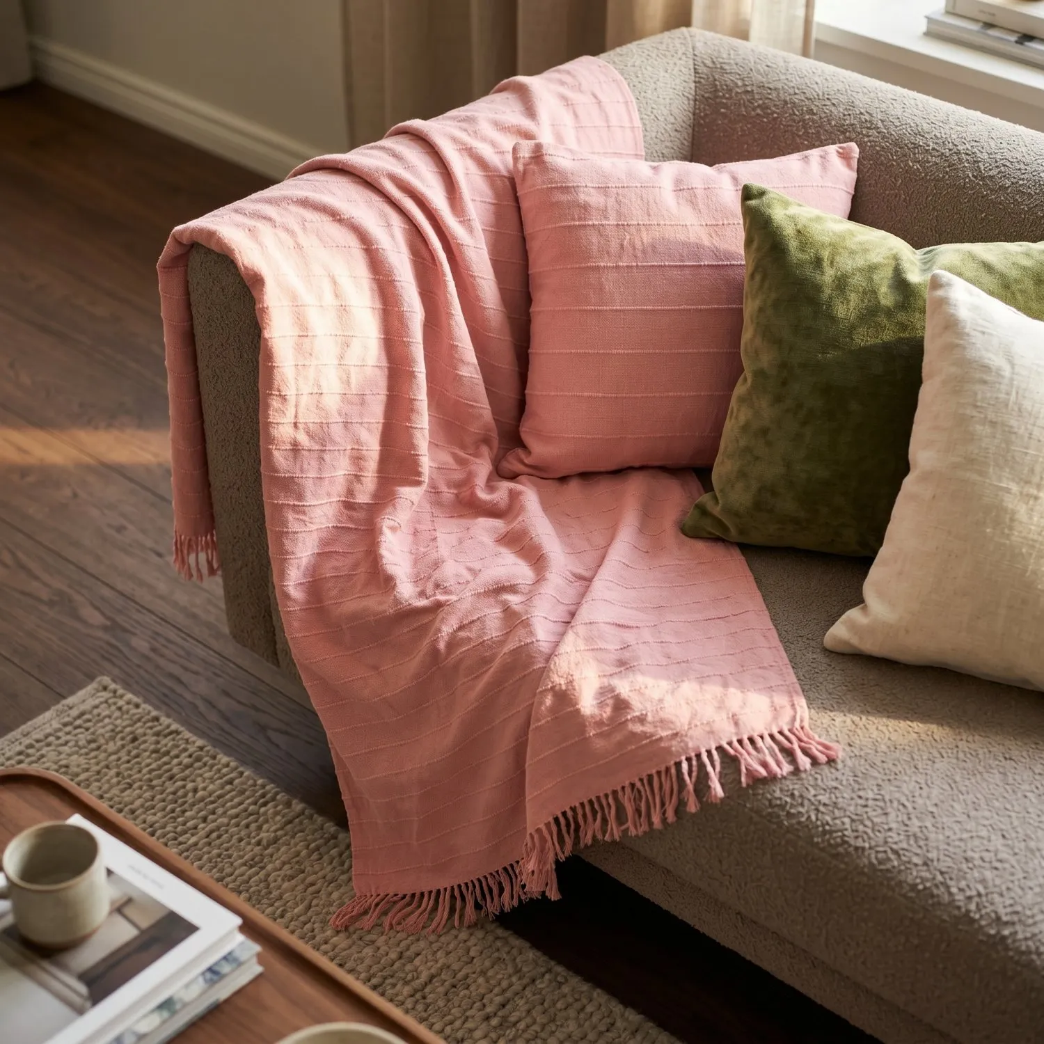 Takarók - Nalani cotton throw (rózsaszín)