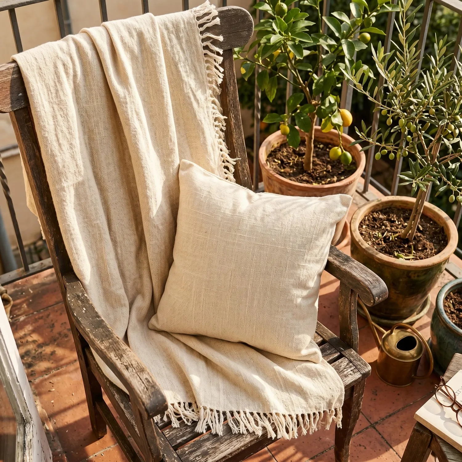 Párnahuzat - Veya cotton cushion cover (krém)