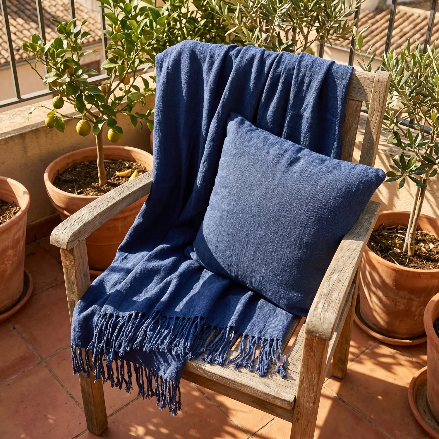 Párnahuzat - Veya cotton cushion cover (sötétkék)