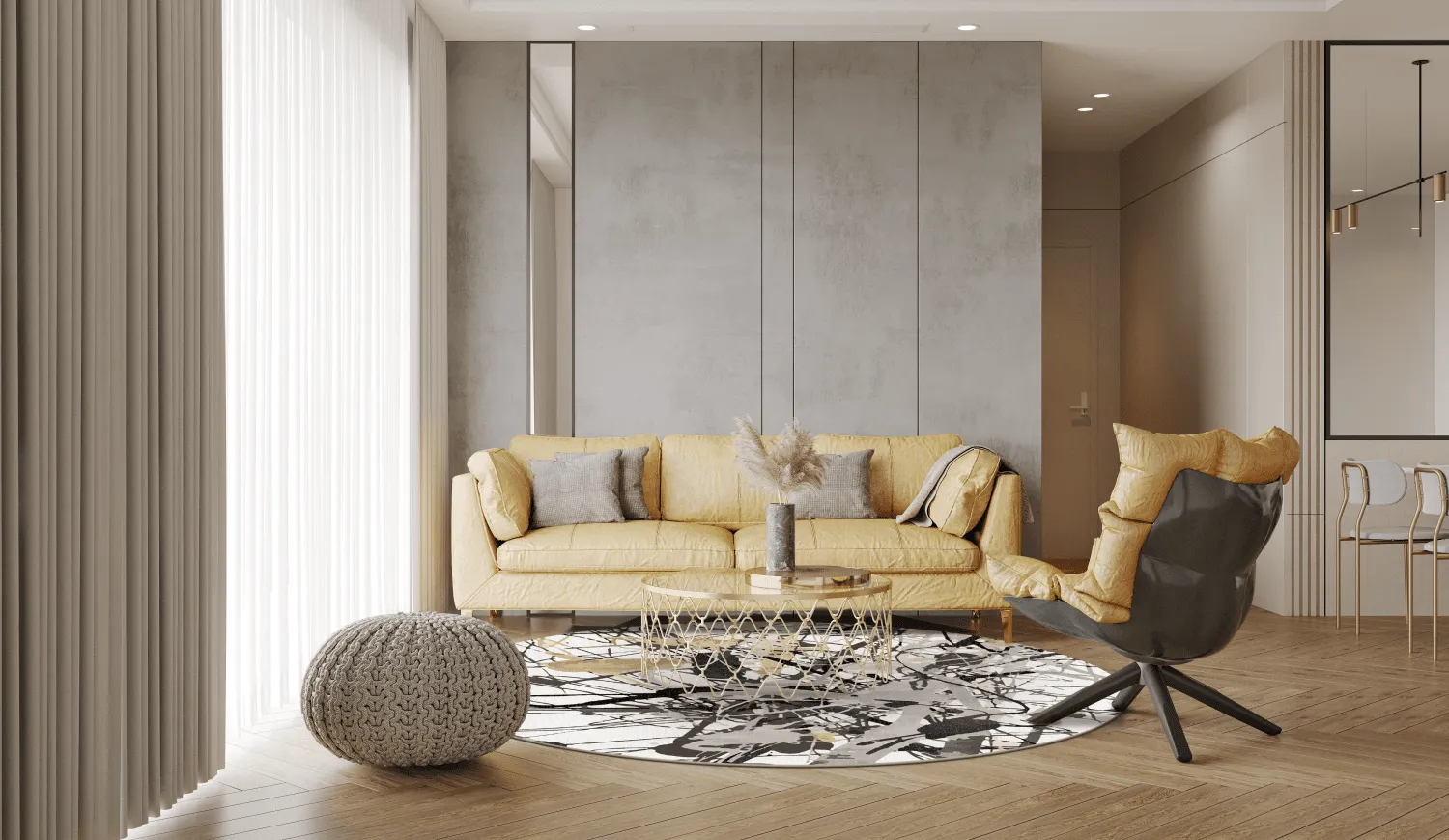 Kerek szőnyeg - Lawrance (szürke/fehér)