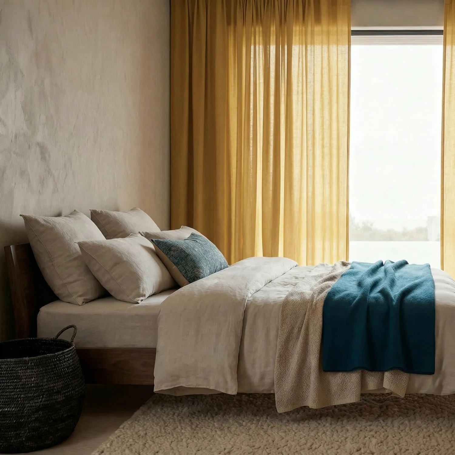 Függöny 2 db-os csomag - Len keverék függöny Lumira (okker)