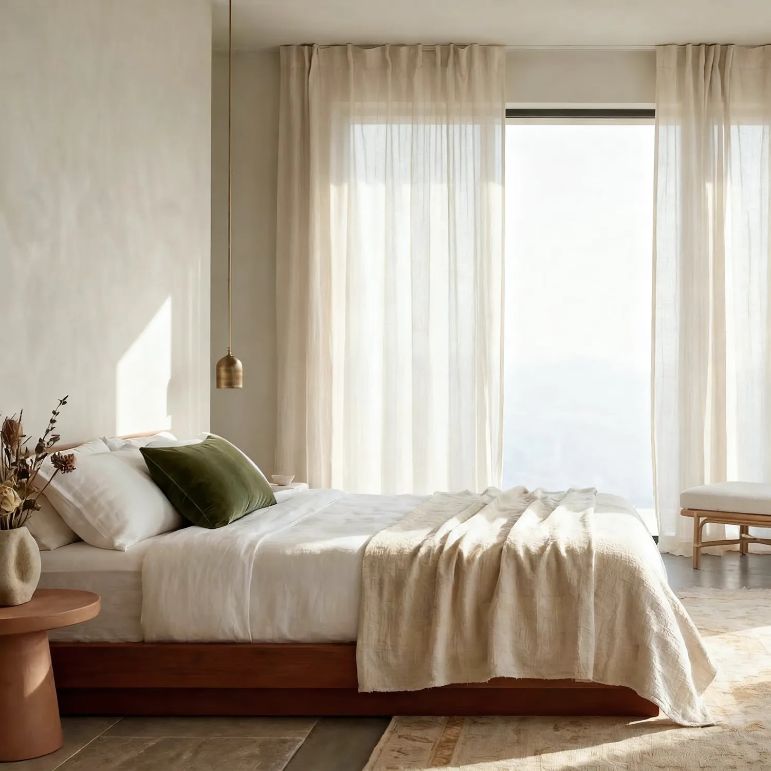 Függöny 2 db-os csomag - Len keverék függöny Lumira (krém)