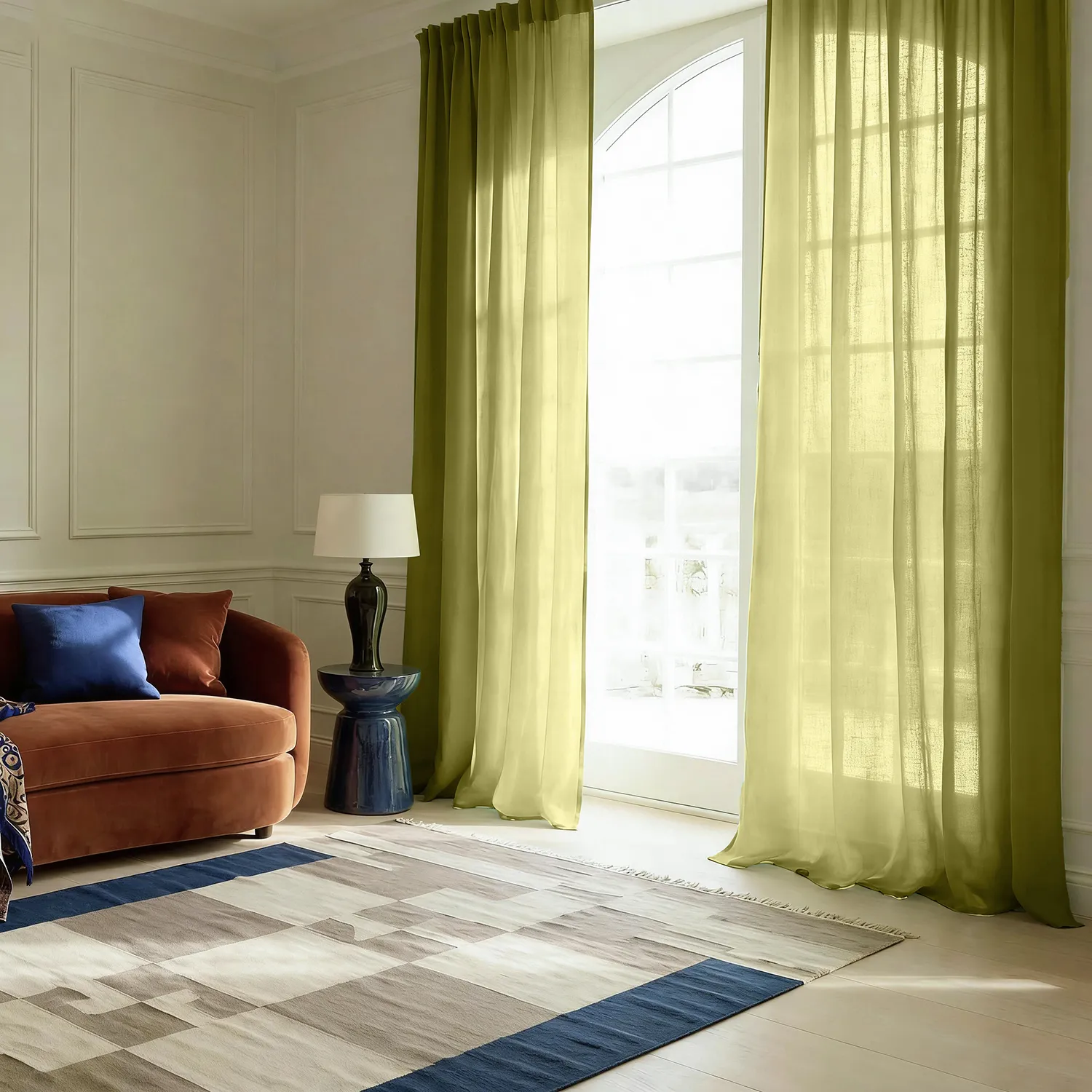 Függöny 2 db-os csomag - Len keverék függöny Lumira (zöld)