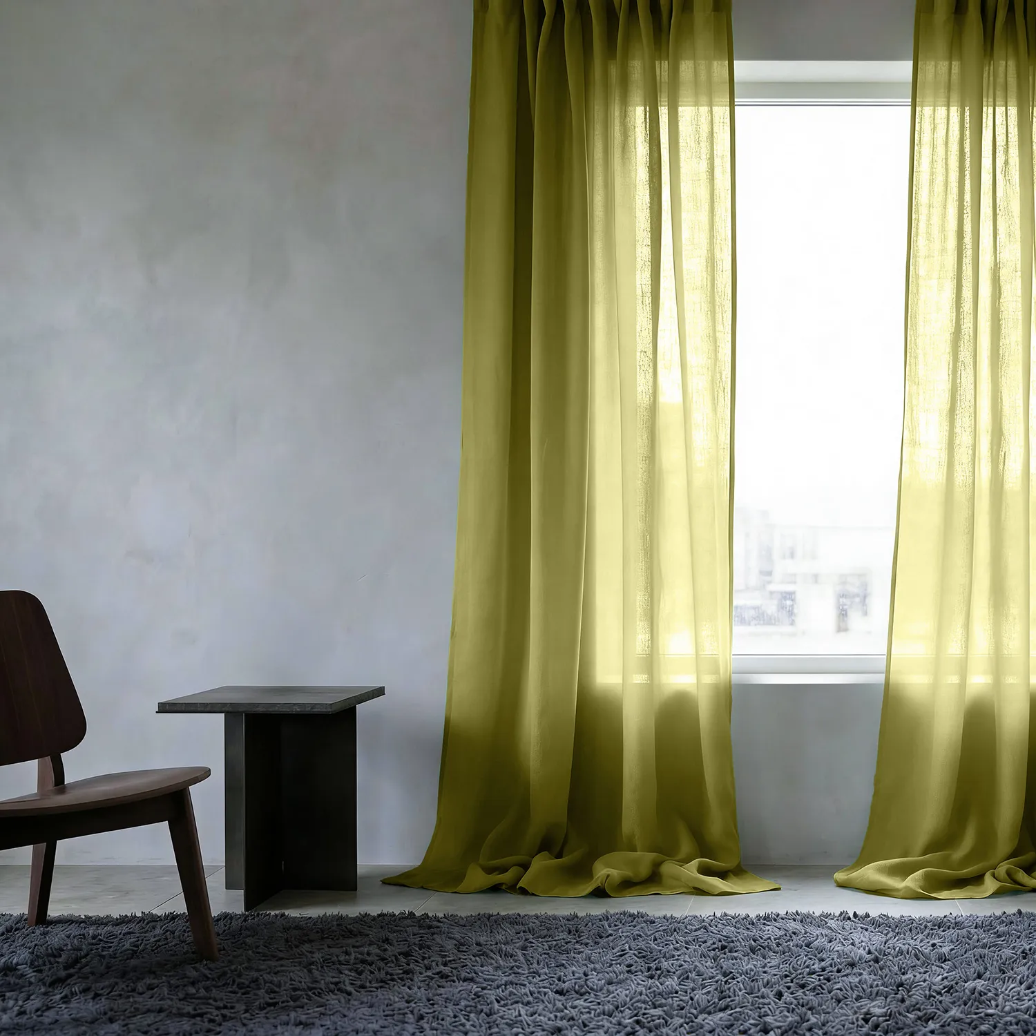 Függöny 2 db-os csomag - Len keverék függöny Lumira (zöld)