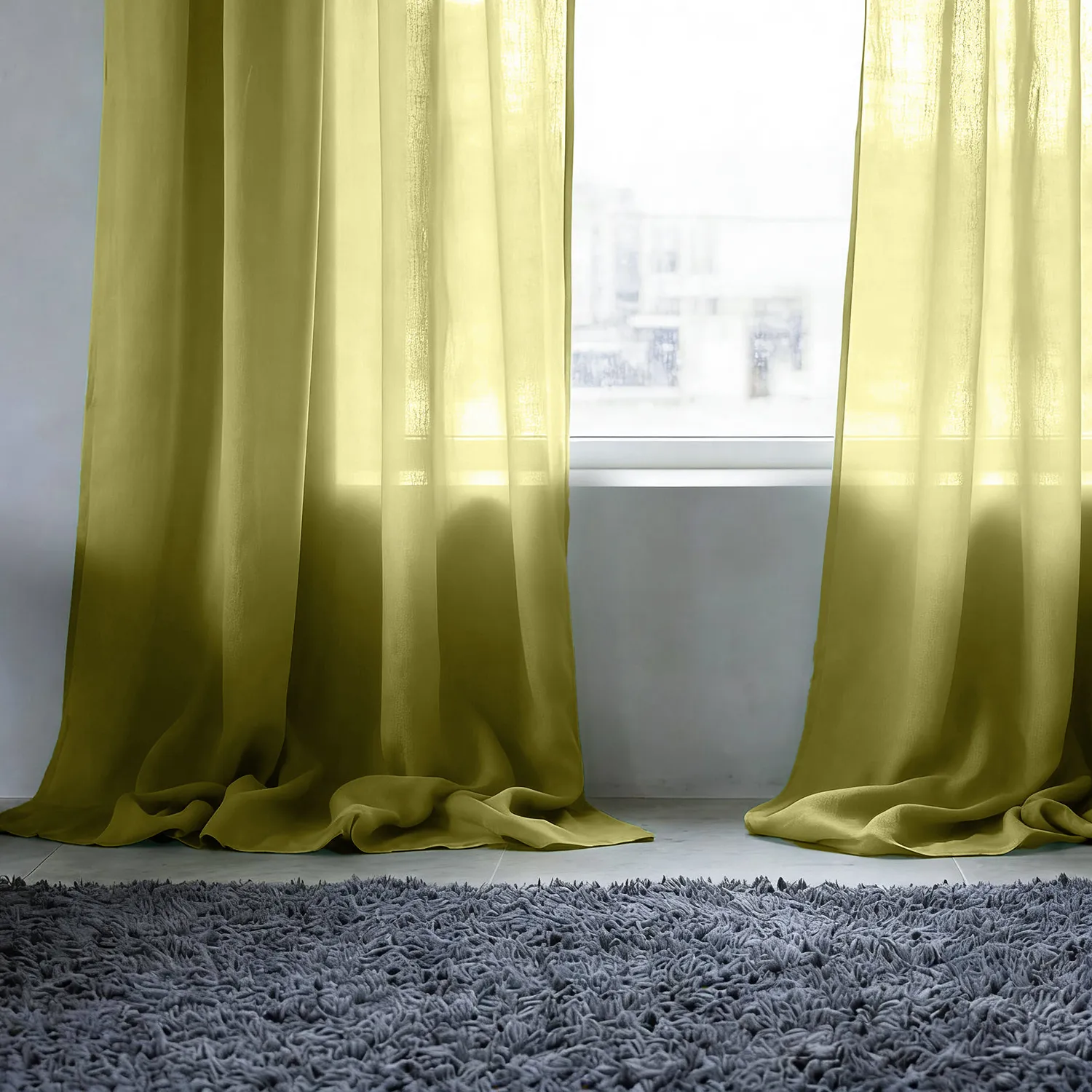 Függöny 2 db-os csomag - Len keverék függöny Lumira (zöld)