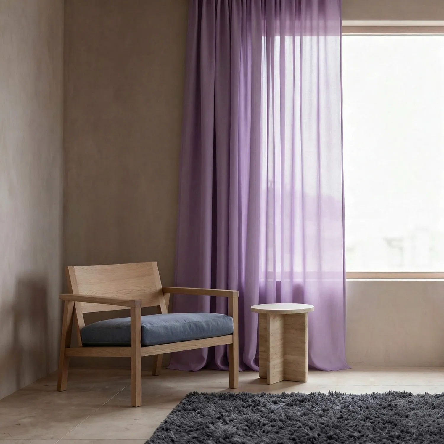 Függöny 2 db-os csomag - Len keverék függöny Lumira (lila)