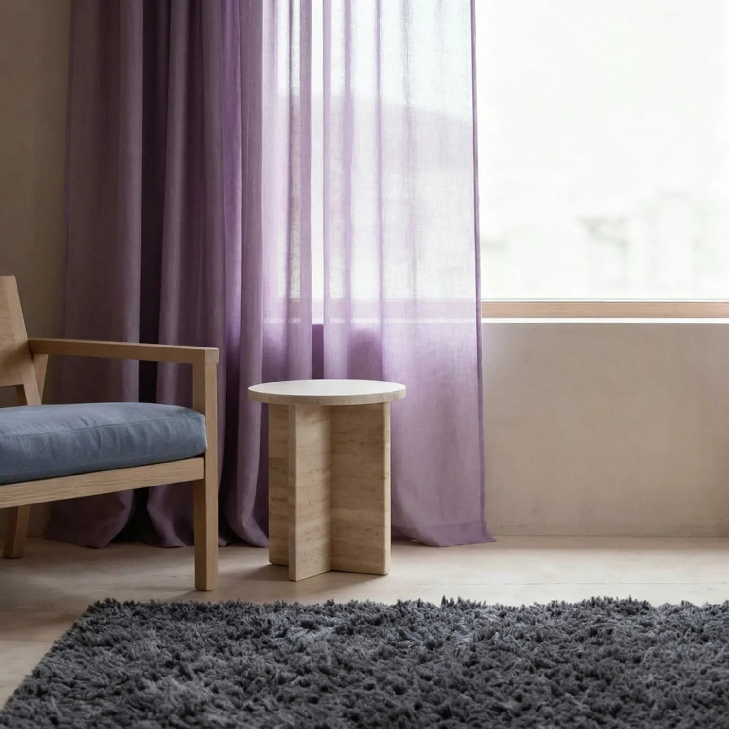 Függöny 2 db-os csomag - Len keverék függöny Lumira (lila)