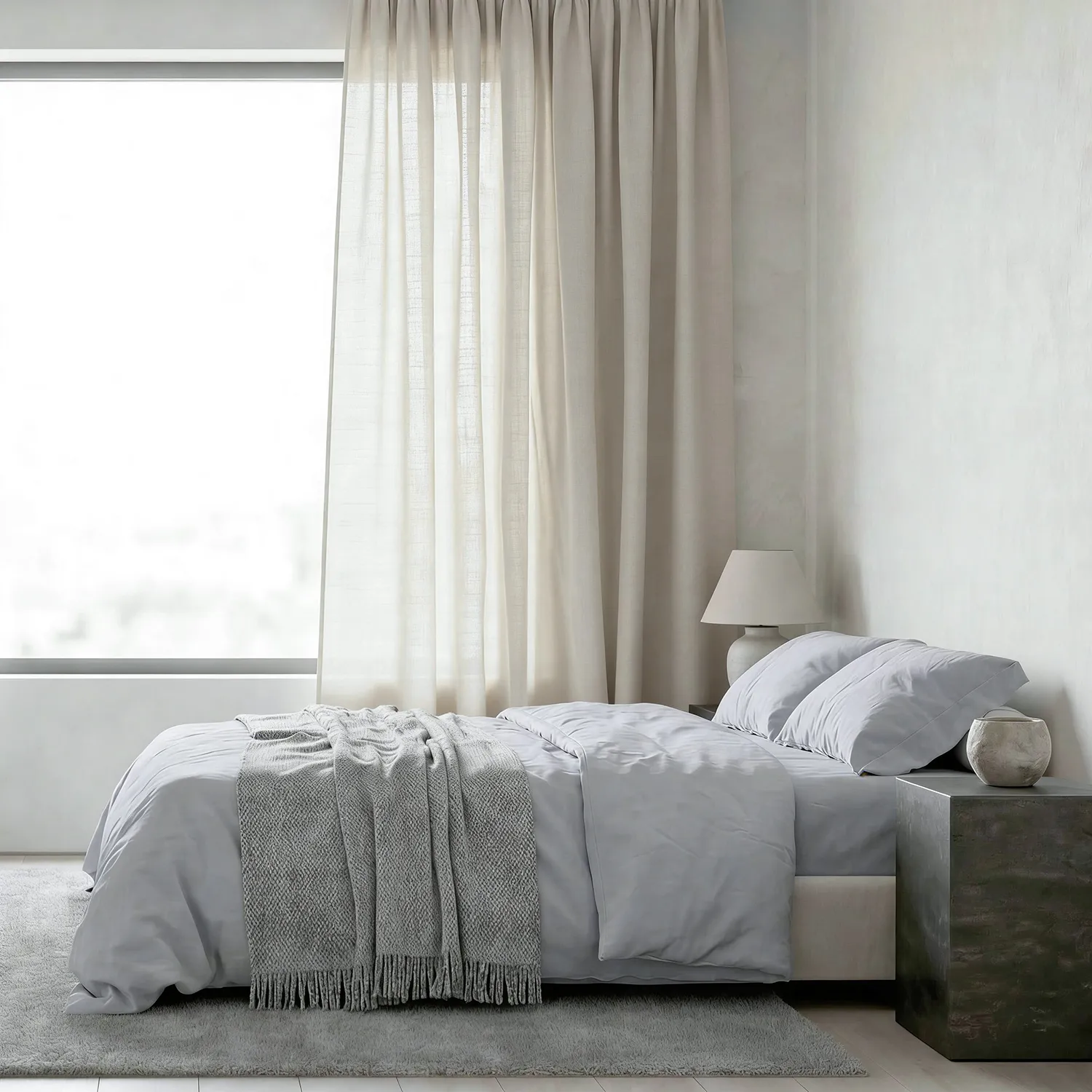 Függöny 2 db-os csomag - Len keverék függöny Lumira (fehér)