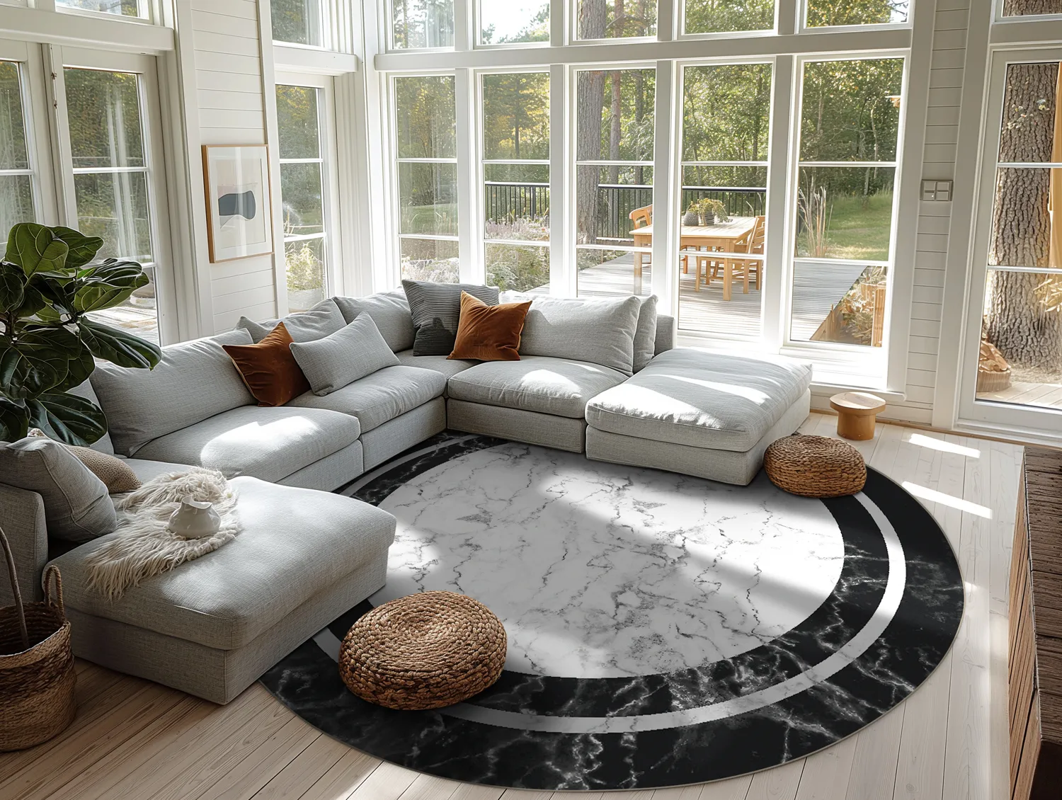 Kerek szőnyeg - Amaliada (fekete/fehér)