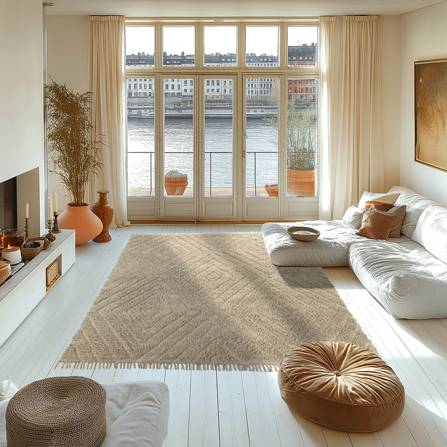 Shaggy szőnyeg - Amberley Natural Cotton Shaggy (bézs)