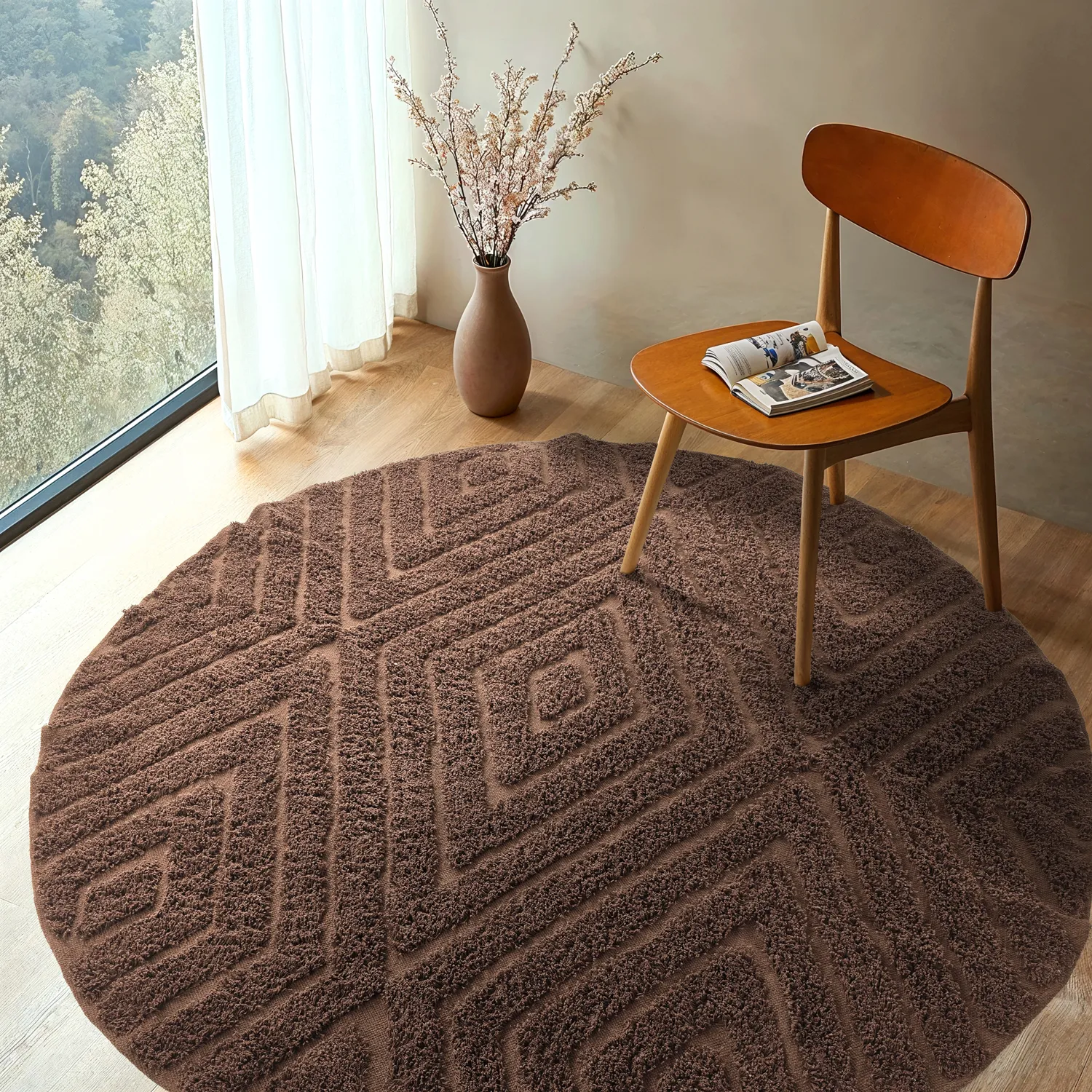 Kerek szőnyeg - Amberley Natural Cotton Shaggy (barna)