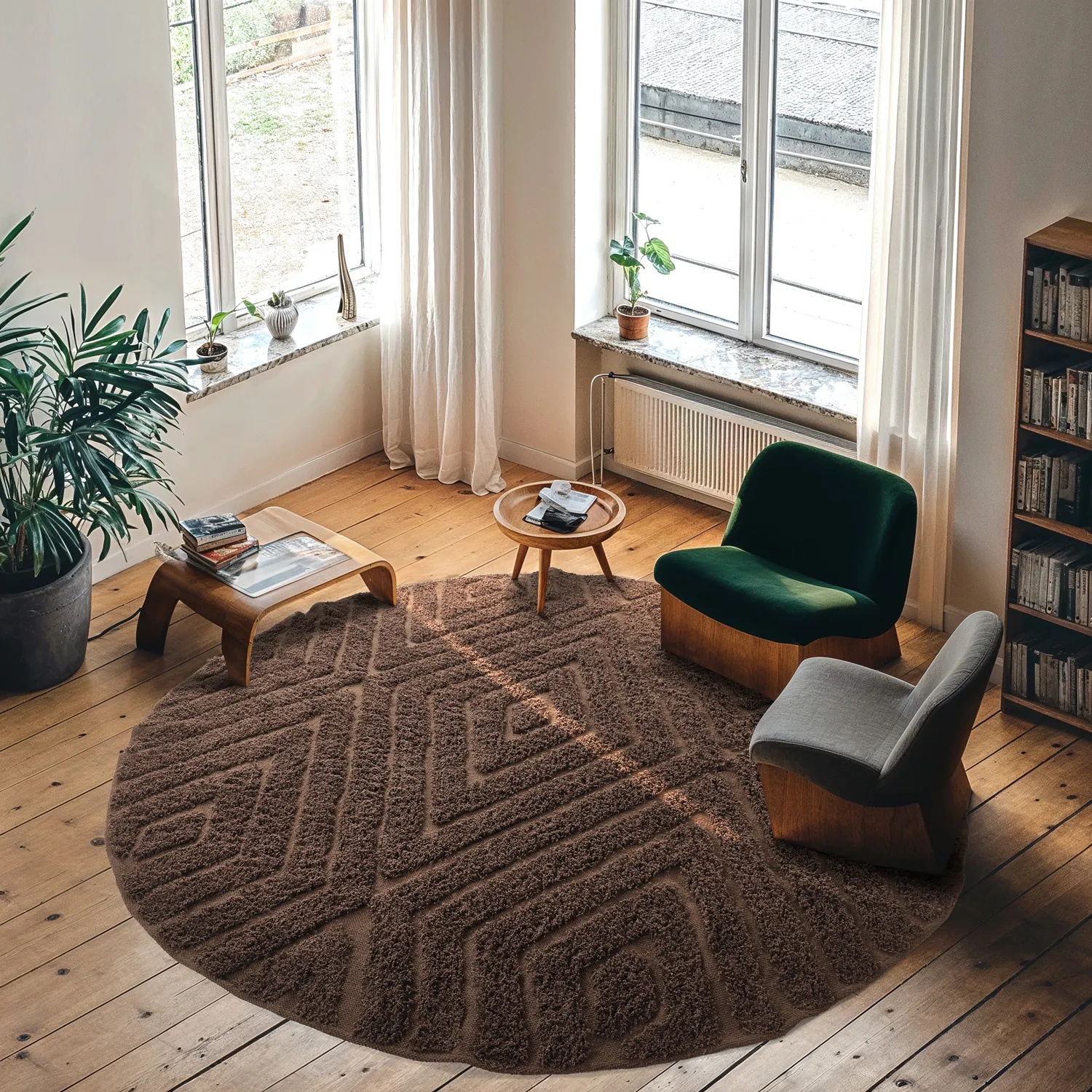 Kerek szőnyeg - Amberley Natural Cotton Shaggy (barna)