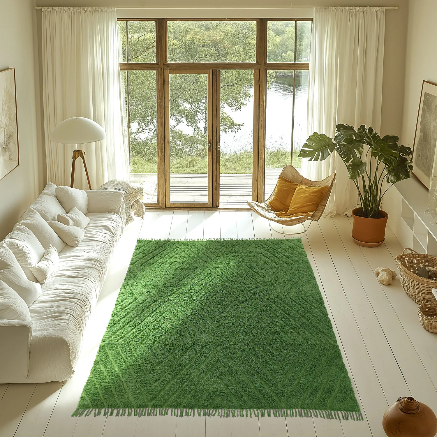 Shaggy szőnyeg - Amberley Natural Cotton Shaggy (zöld)