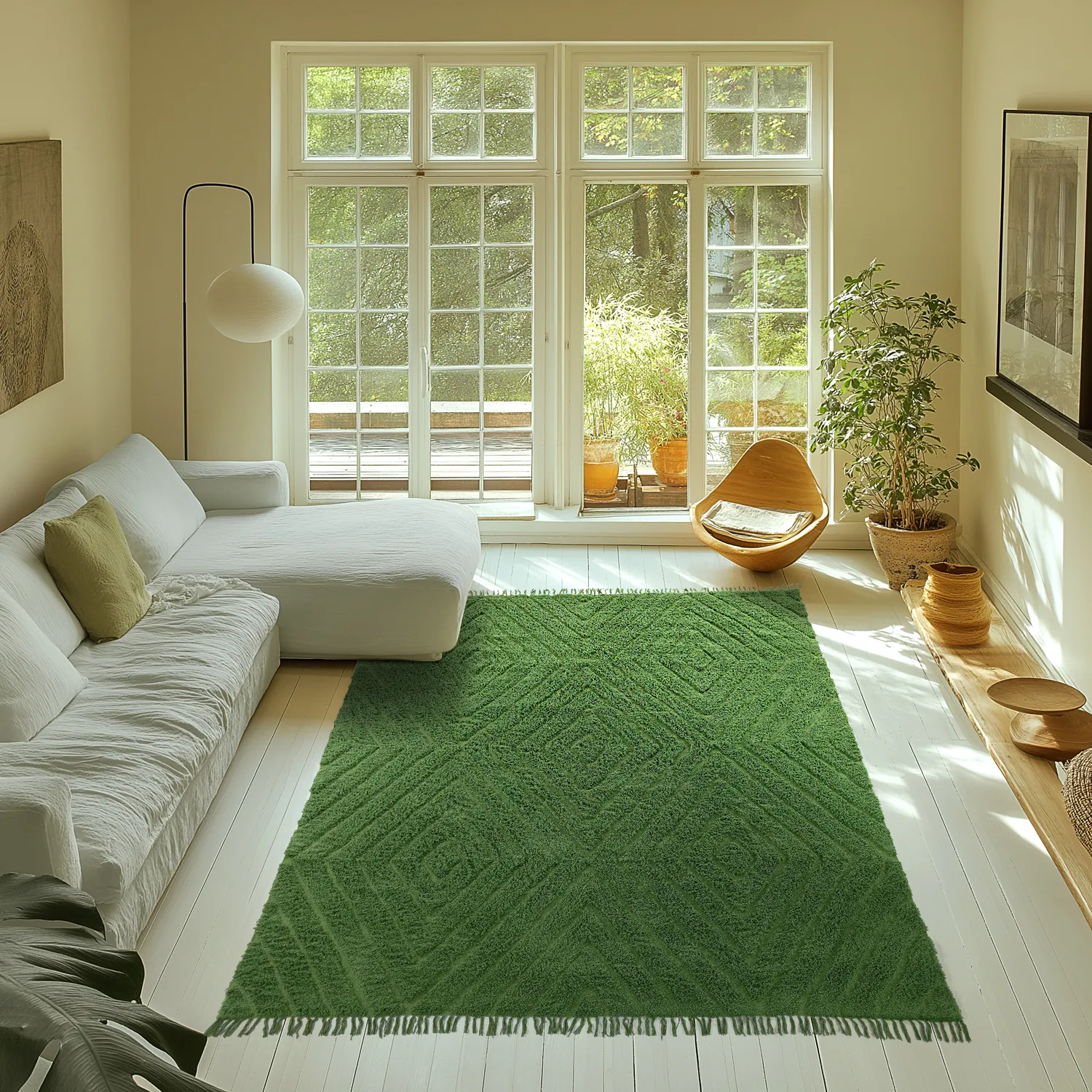 Shaggy szőnyeg - Amberley Natural Cotton Shaggy (zöld)