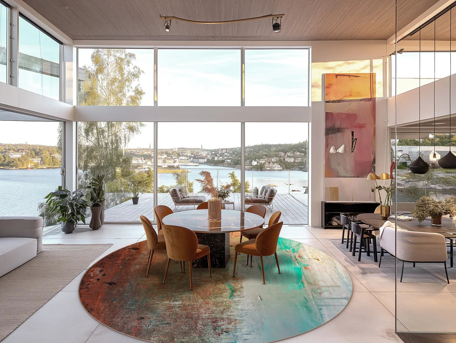 Kerek szőnyeg - Andali (szürke/piros/többszínű)