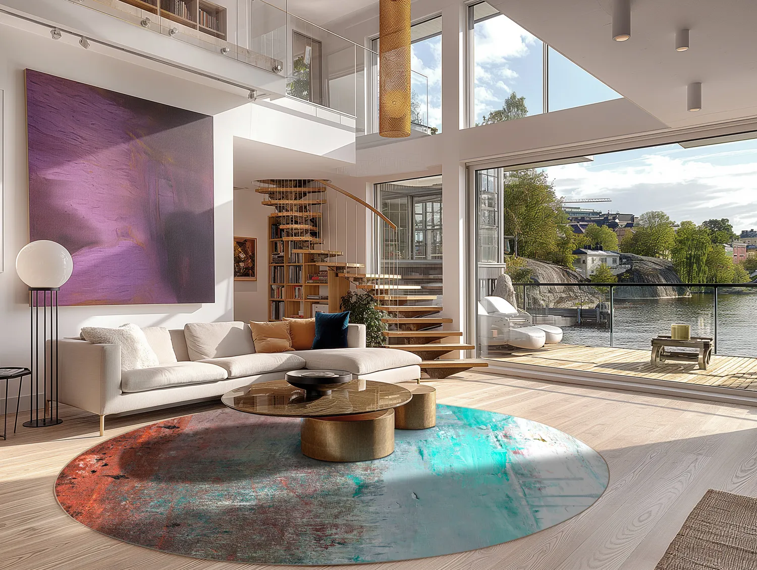 Kerek szőnyeg - Andali (szürke/piros/többszínű)