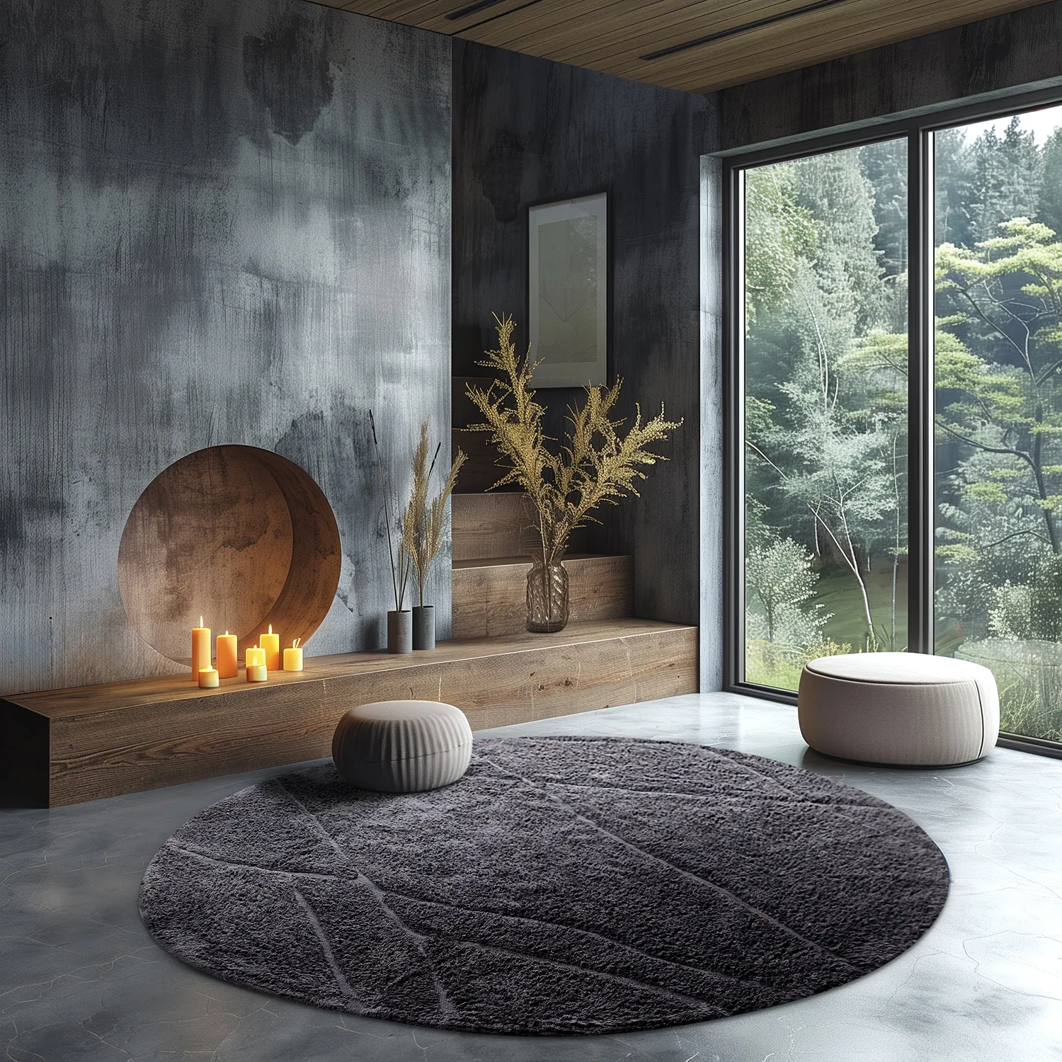 Kerek szőnyeg - Andrea Natural Cotton Shaggy (fekete)